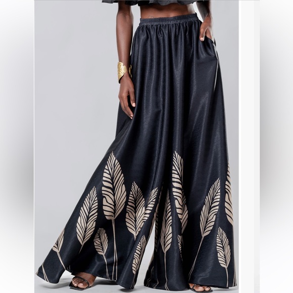 Diarrablu Pants - Diarrablu Nordstrom Black and Cream Leaf Wide-Leg Pants